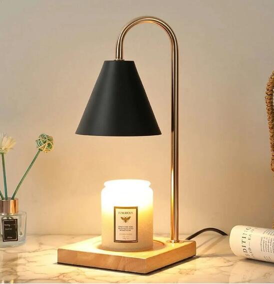 Electric Candle Heater with Wood Base