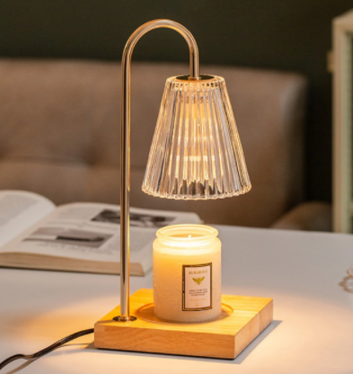 Electric Candle Heater with Wood Base