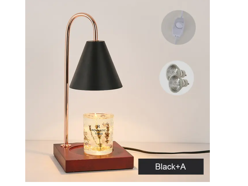 Electric Candle Heater with Wood Base