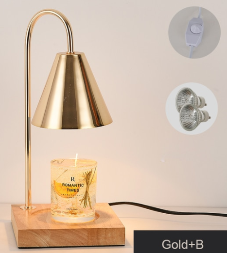 Electric Candle Heater with Wood Base
