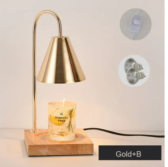 Electric Candle Heater with Wood Base