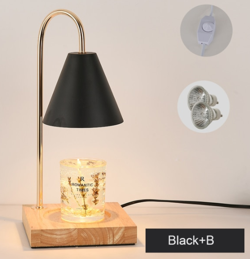 Electric Candle Heater with Wood Base