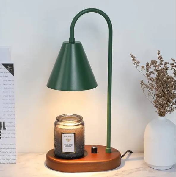 Electric Candle Heater with Wood Base