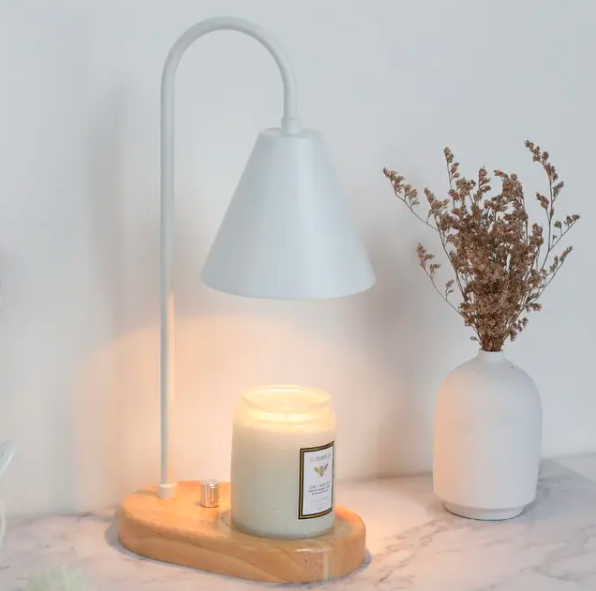 Electric Candle Heater with Wood Base