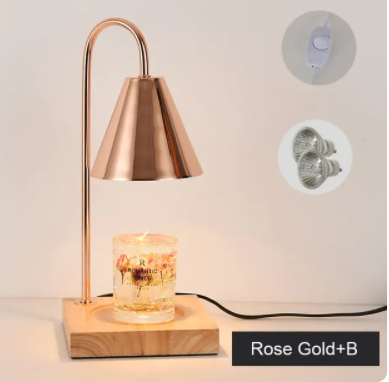 Electric Candle Heater with Wood Base
