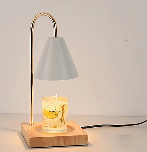 Electric Candle Heater with Wood Base