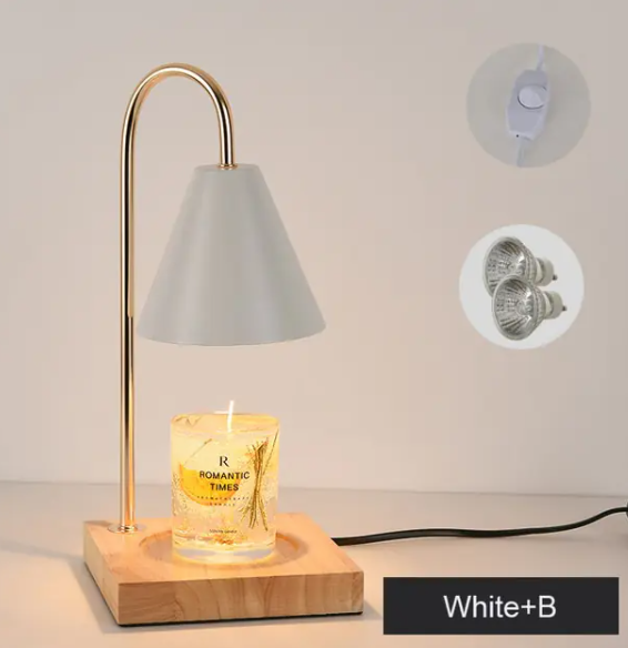 Electric Candle Heater with Wood Base