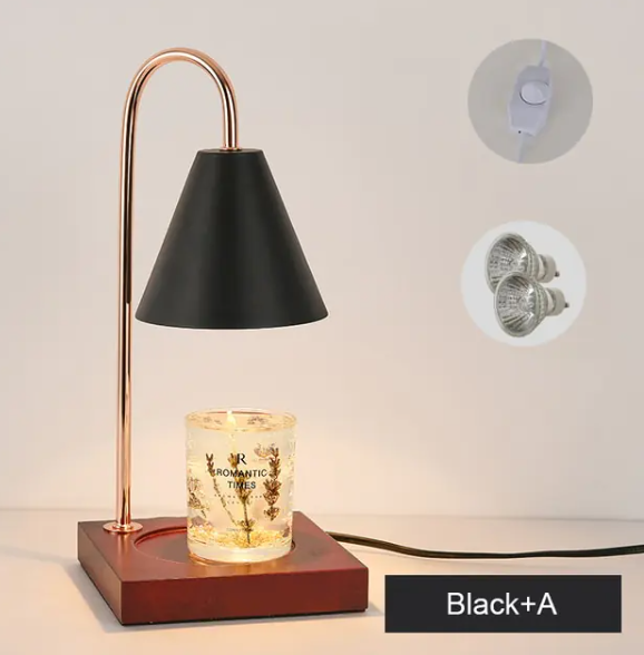 Electric Candle Heater with Wood Base