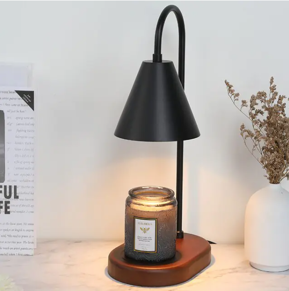 Electric Candle Heater with Wood Base