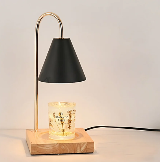 Electric Candle Heater with Wood Base