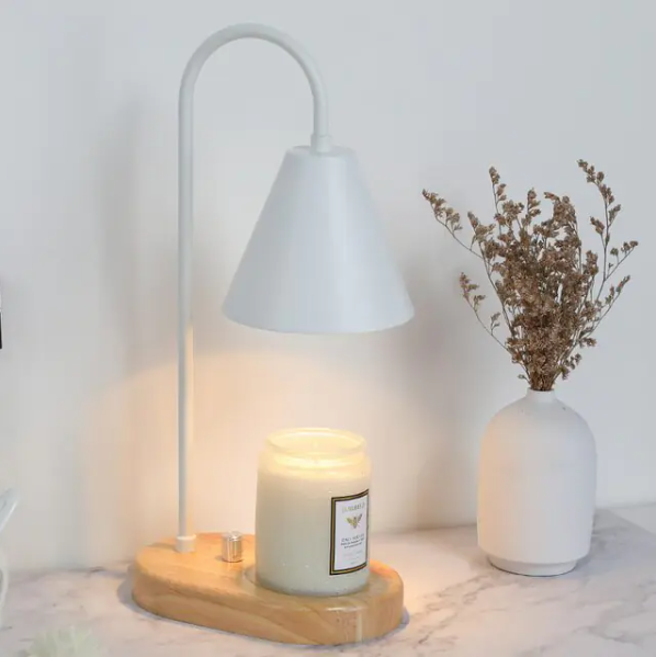 Electric Candle Heater with Wood Base