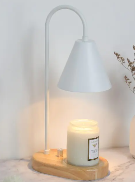 Electric Candle Heater with Wood Base