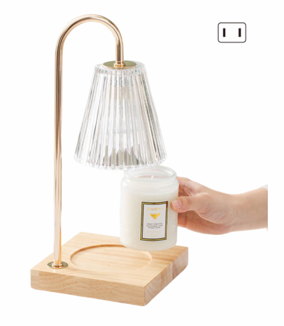 Electric Candle Heater with Wood Base