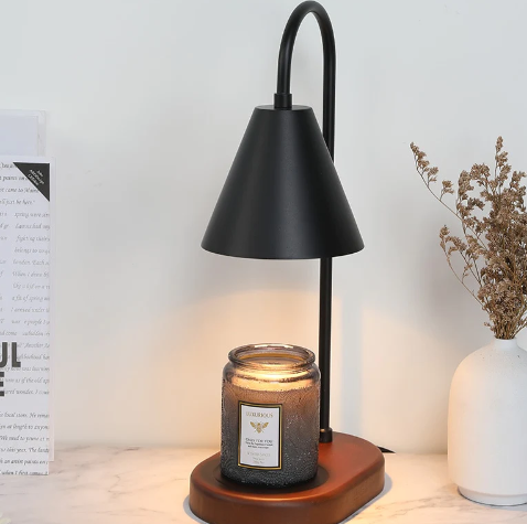 Electric Candle Heater with Wood Base