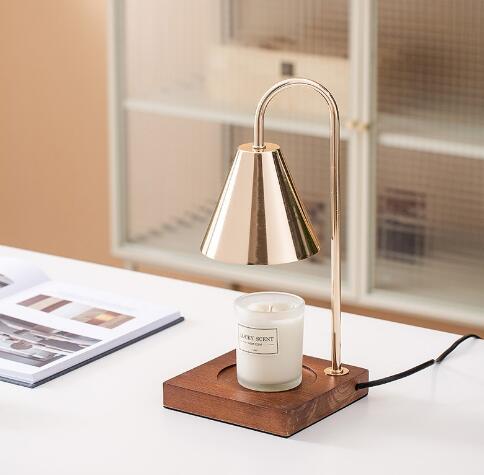 Electric Candle Heater with Wood Base